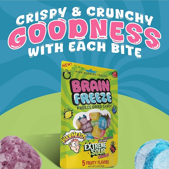 Brain Freeze x Warheads: Extreme Sour Crunch Freeze Dried Candy (3.2oz) Mixed Fruit Flavor - Image 4