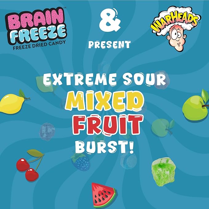 Brain Freeze x Warheads: Extreme Sour Crunch Freeze Dried Candy (3.2oz) Mixed Fruit Flavor - Image 7