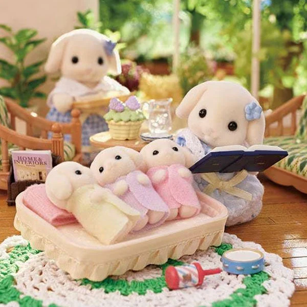 Calico Critters: Flora Rabbit Family (5pc) Posable Flocked Collectible Figurines - Image 2