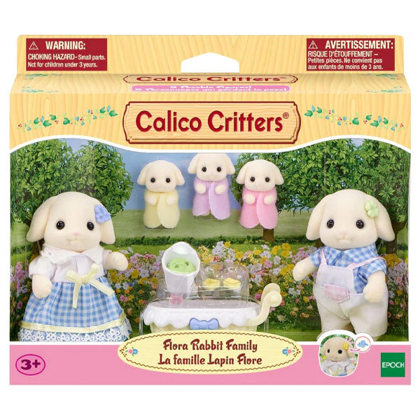 Calico Critters: Flora Rabbit Family (5pc) Posable Flocked Collectible Figurines - Image 8