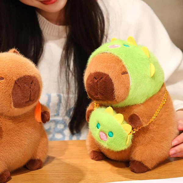 Capybara 9" Kawaii Matching Dinosaur Hat & Purse Plush Toy (1pc) - Image 3