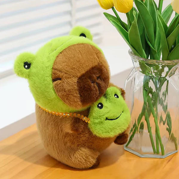 Capybara 9" Kawaii Matching Frog Hat & Purse Plush Toy (1pc) - Image 3