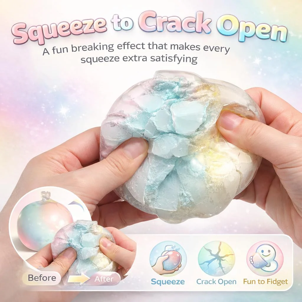 Cotton Candy Wax Cracking Squishies® 2.76" Fidget Toy (1pc) - Image 2