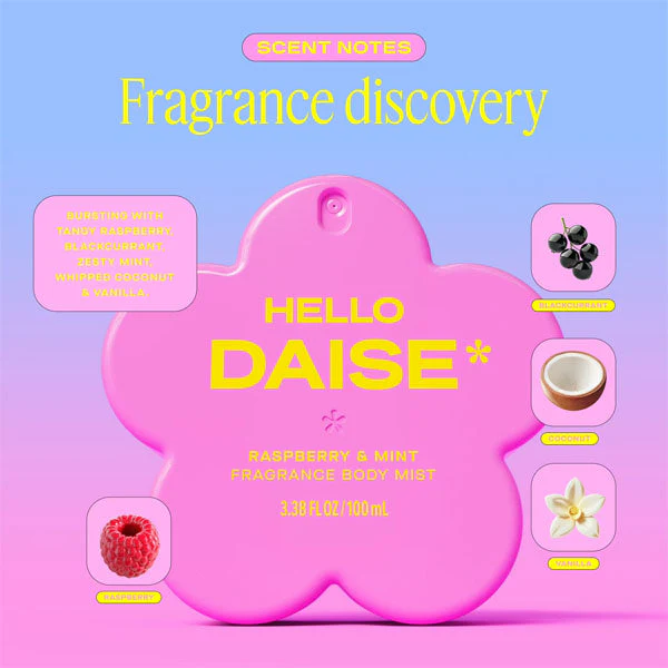 DAISE Hello Daise Fragrance Body Mist (100mL) Raspberry & Mint Scent - Image 5