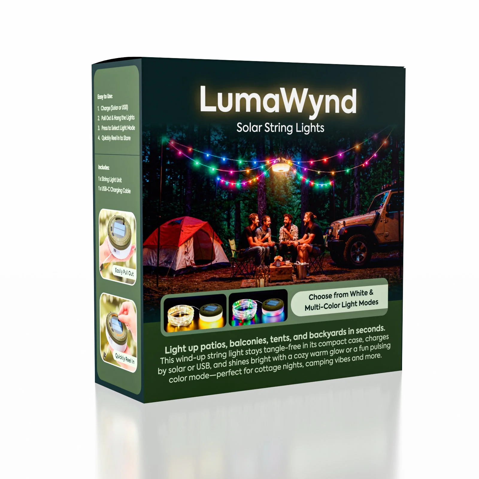 LumaWynd Solar String Lights – 10M Wind-Up LED Outdoor Lights (USB + Solar) - Image 2