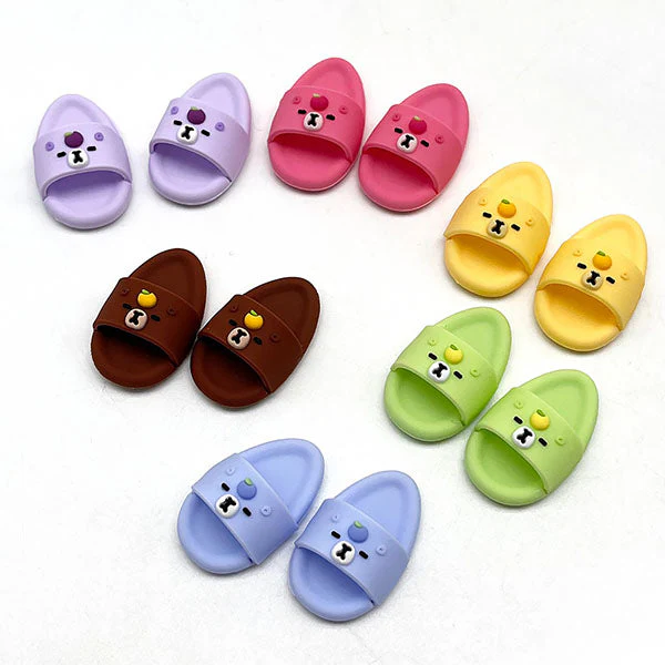 Mini Cartoon Slides Sandals For Plush Dolls (1pc) Multiple Styles - Petite Threads - Image 3