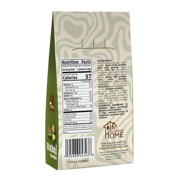 Mini Dubai Chocolate Bites by Culinary Treats (80g) Filled w/ Pistachio & Kadayif - Image 3