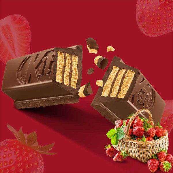 Nestlé Kit Kat Dark Chocolate Strawberry Flavored Wafer Cookies (96g) Imported - Image 2
