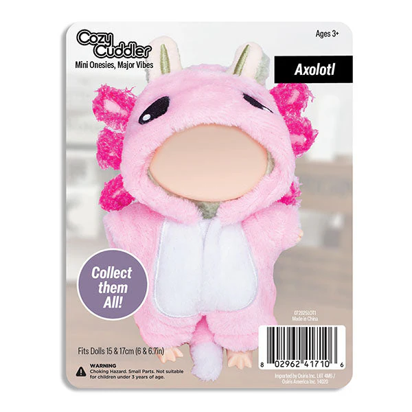 Outfit: Pink Axolotl Onesie Costume for Dolls - Petite Threads x Cozy Cuddler - Image 3