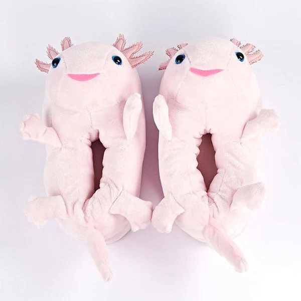 Plush Axolotl Slippers Unisex Rubber Sole Shoe (1 Pair) One-Size-Fits-Most - Image 2