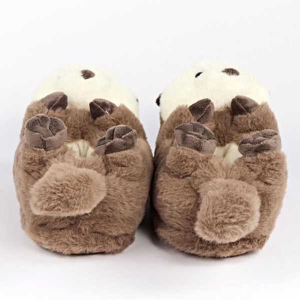 Plush Otter Slippers Unisex Rubber Sole Shoe (1 Pair) One-Size-Fits-Most - Image 3