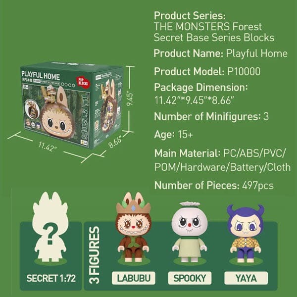 Pop Mart x THE MONSTERS: Labubu Forest Secret Base Tree House Building Block Set - Playful Home (497pc) - Image 5