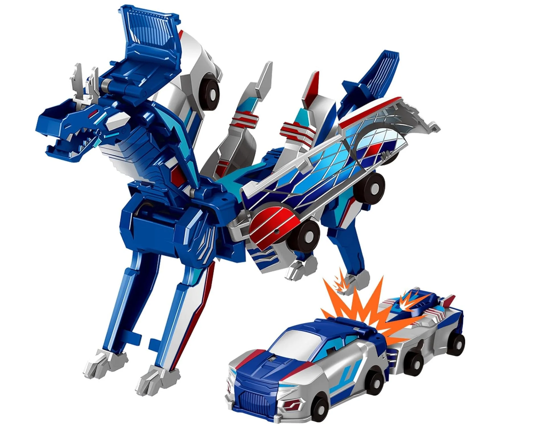 Racemorphs Transformer Car Toy – Blue Magnetic Cars (Transforms into Dragon) - Image 5