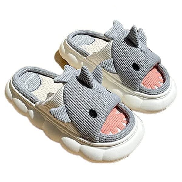 Shark Shhhandals Slippers | Unisex Linen Waffle Knit Plush Animal Slides | Multiple Sizes - Image 5