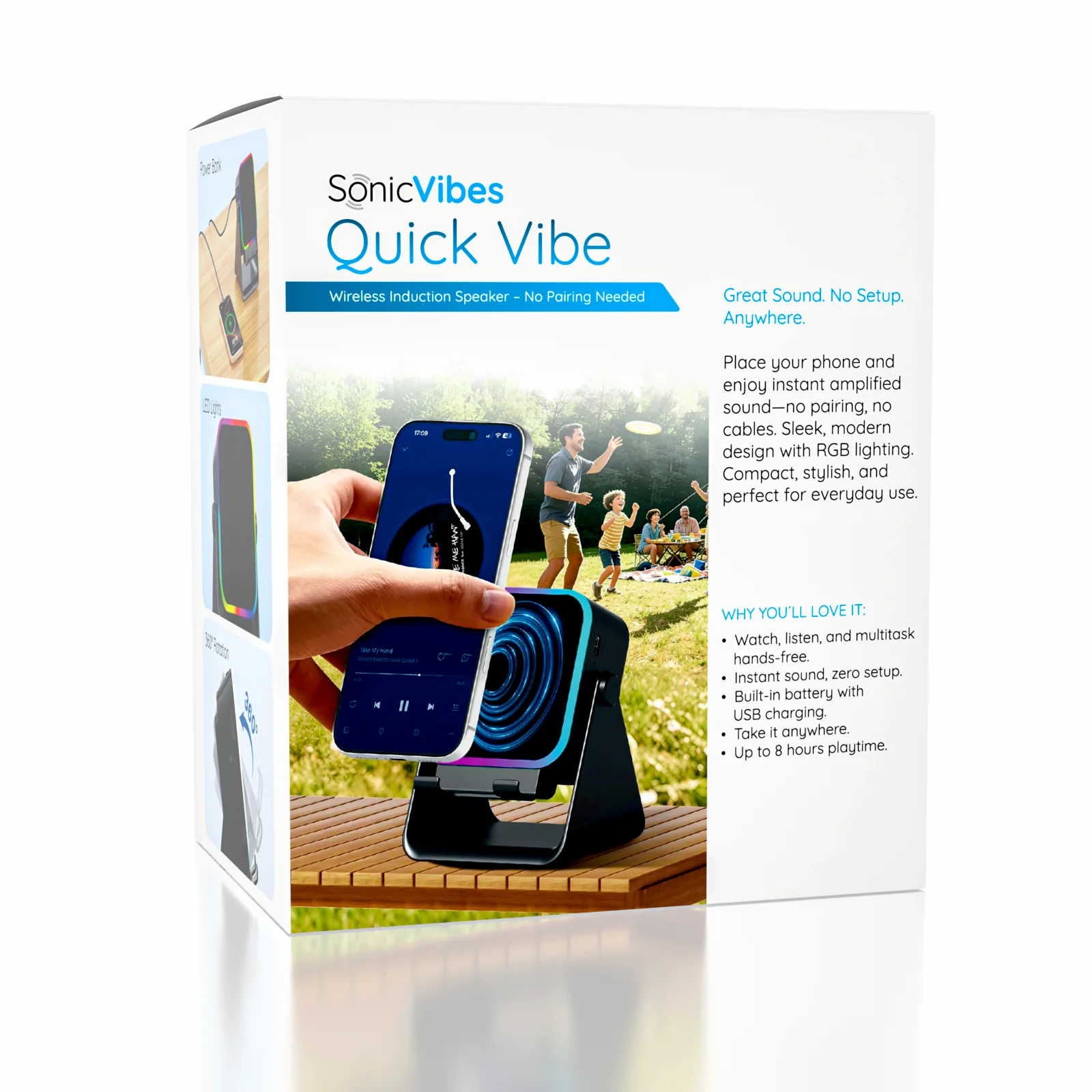 SonicVibes Quick Vibe Wireless Induction Speaker & Phone Stand - Image 2