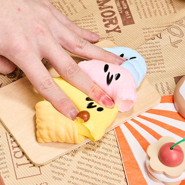 SqueezeSquad Taba Deluxe Premium Silicone Squishies® Fidget Toy - Triple Ice Cream Cone - Image 8