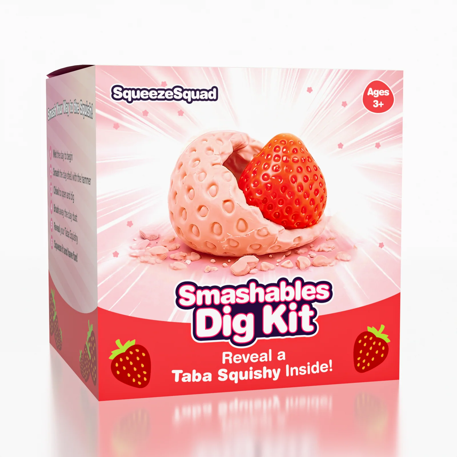 SqueezeSquad Smashables Taba Deluxe Smash and Squeeze Squishies® Fidget Toy - Strawberry