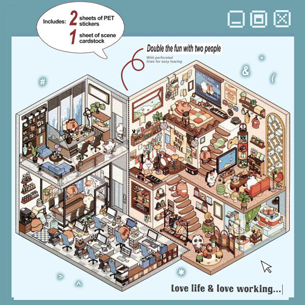 Studio Art Moodioma Kawaii Sticker Story Scene Kit (2 Sticker Sheets + Background Card) Multiple Styles - Image 10