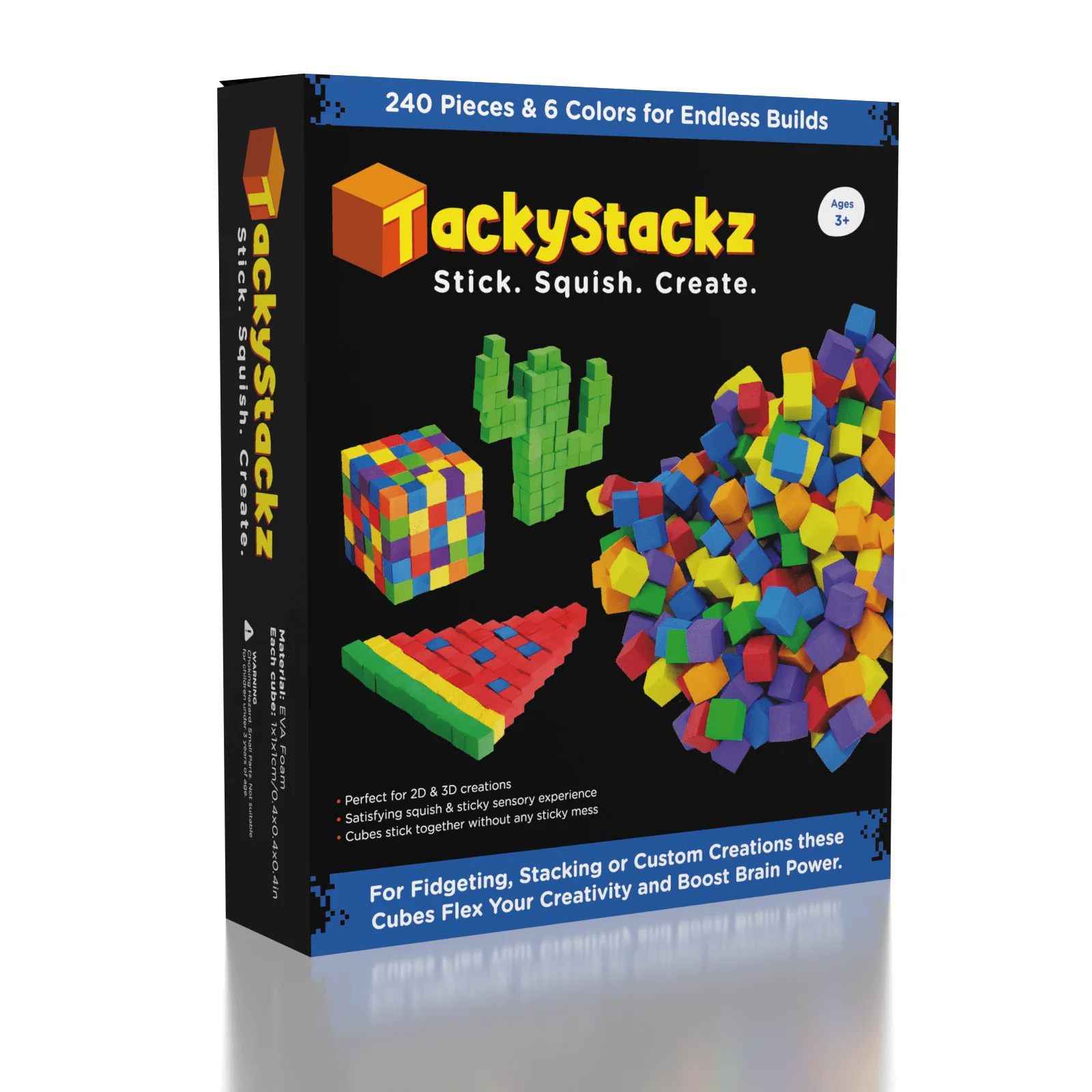 TackyStackz Sticky Squishies® Fidget Cubes - Includes Storage Box