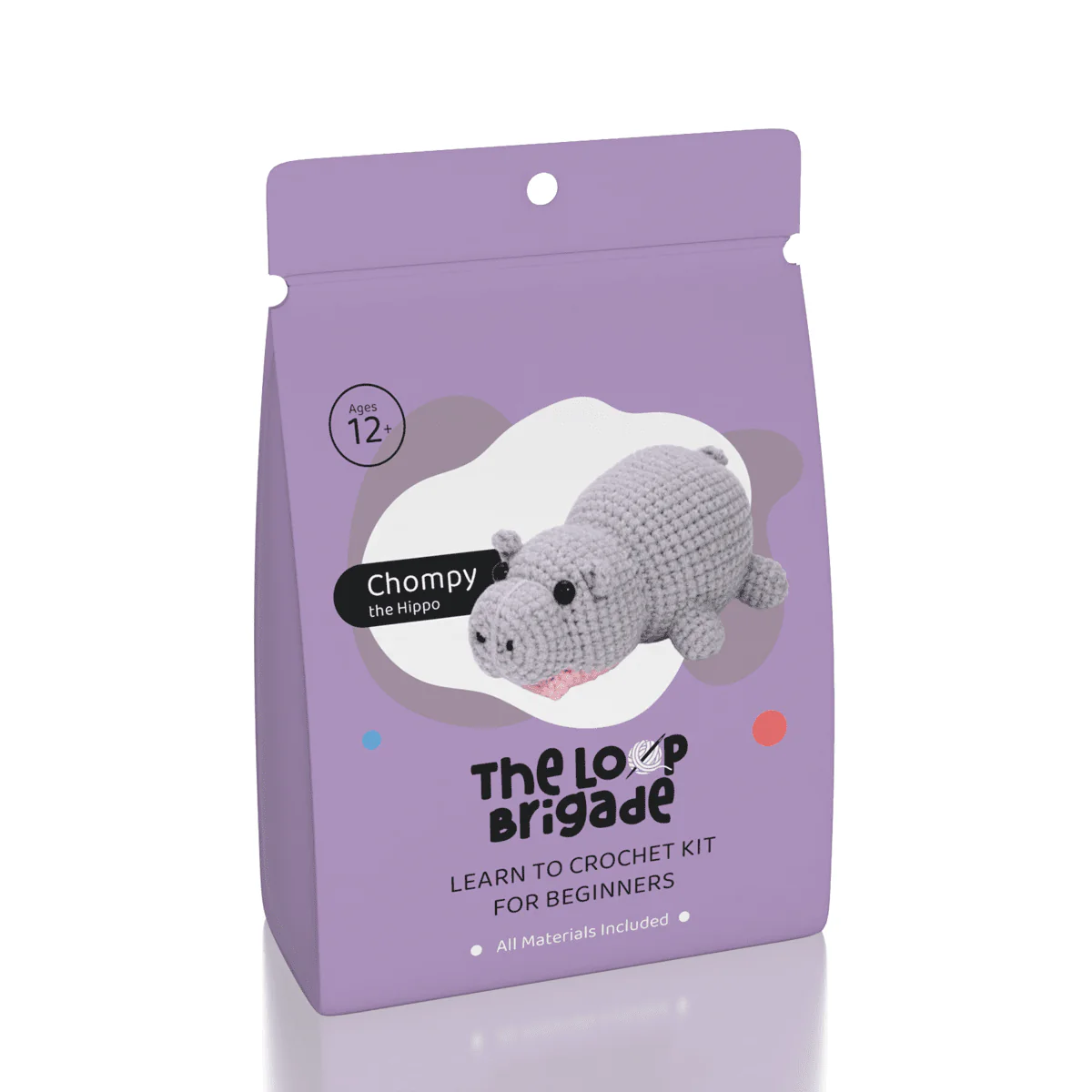 The LOOP Brigade: DIY Mini Crochet Plush Toy Complete Kit For Beginners - Chompy the Hippo