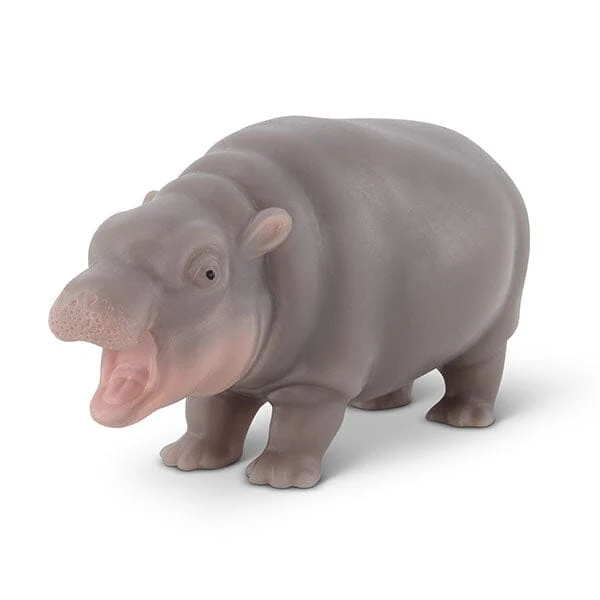 TrueHeart Treasures Squishies® Silicone Reborn Animals: Mini Hippo Newborn Baby (Includes Bed & Bottle) - Image 2