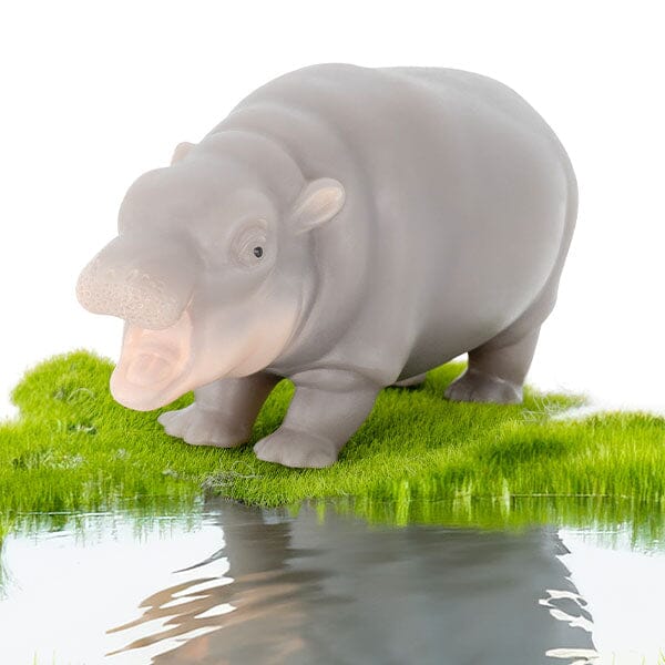 TrueHeart Treasures Squishies® Silicone Reborn Animals: Mini Hippo Newborn Baby (Includes Bed & Bottle) - Image 7