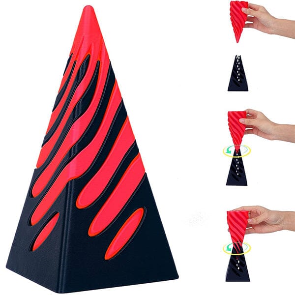 TwistQuest 3D Printed Fidget Spiral Cone Toy (Black & Red) - Image 7