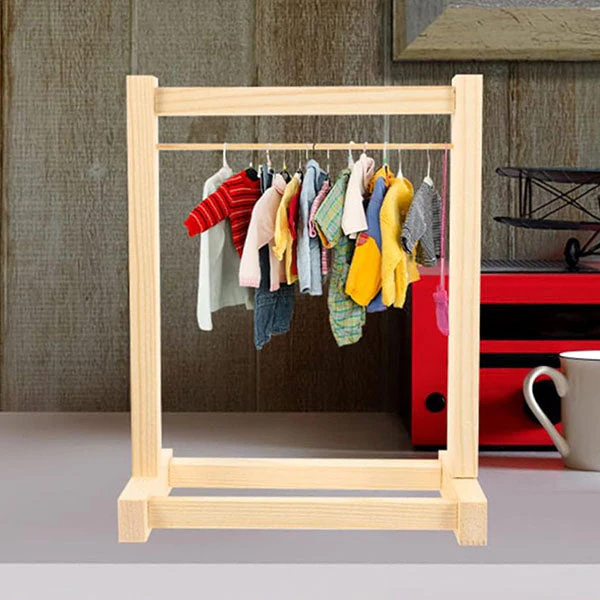 Wooden Clothing Rack For Dolls (Includes 5 Hangers) - Petite Threads - Image 4