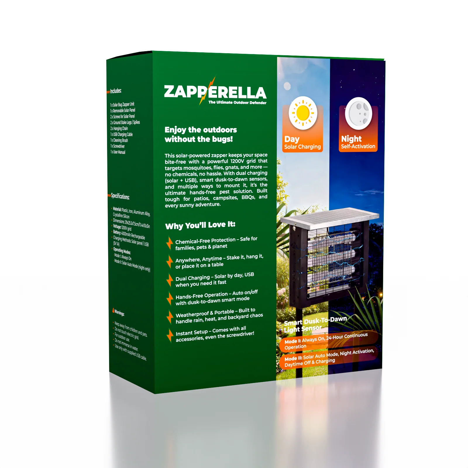 Zapperella 3-in-1 LED Solar Powered Bug Zapper - Image 2